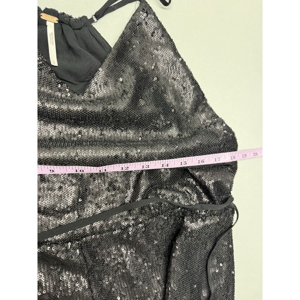 Free People Black Sequin Jumpsuit Pantsuit Sz S Party Festival Evening Glam - Picture 4 of 14